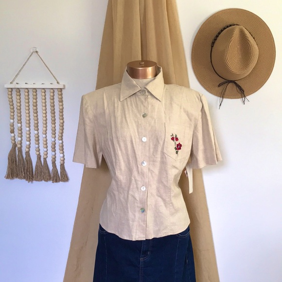 Sheri Martin Tops - Sheri Martin Tan Button Down